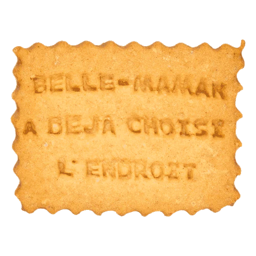 Petit beurre personnalisé pour annoncer une mauvaise nouvelle - Belle maman a déjà choisi l'endroit