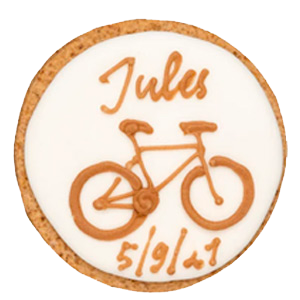 Biscuit personnalisé pour un baptême - Vélo