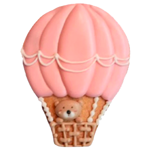 Biscuit personnalisé pour une babyshower - Mongolfière rose
