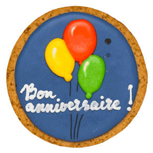 Biscuit personnalisé pour un anniversaire avec des ballons